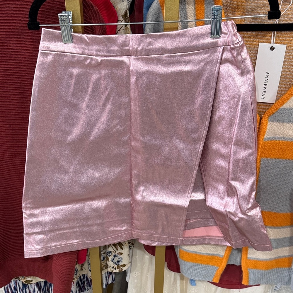 ANNIEMWEAR Pink Metallic Mini Skirt - Picture 1 of 1